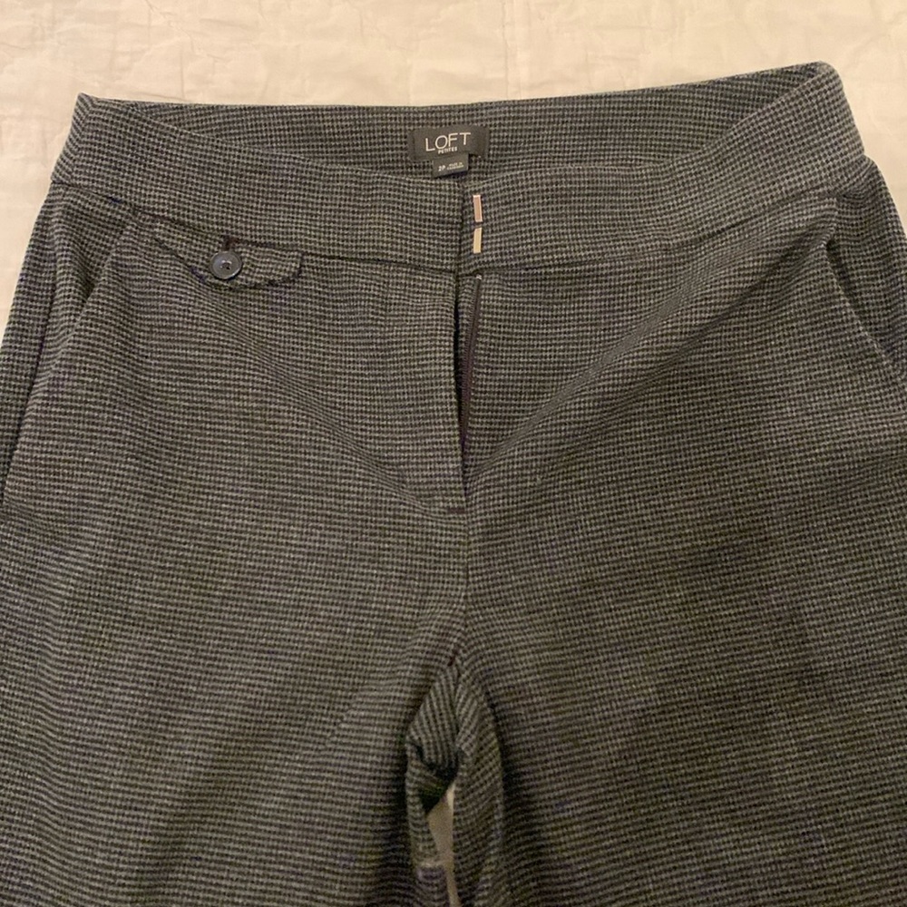 LOFT wide leg herringbone trousers